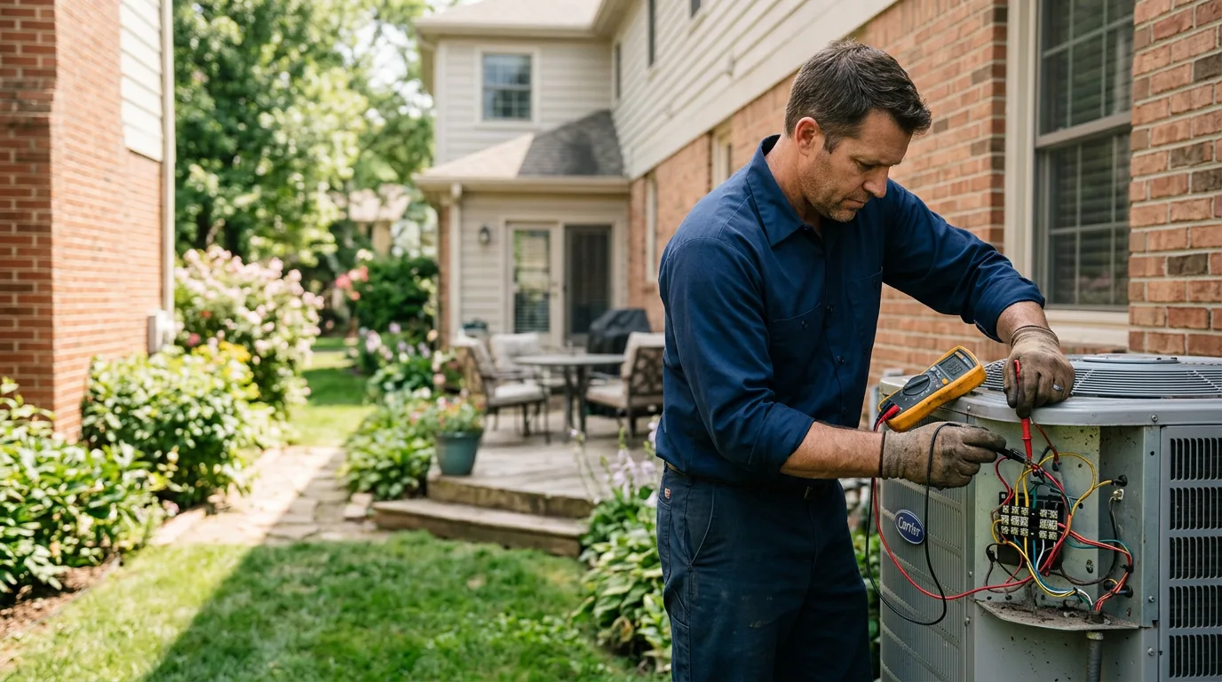 HVAC technician working near De Leon, TX